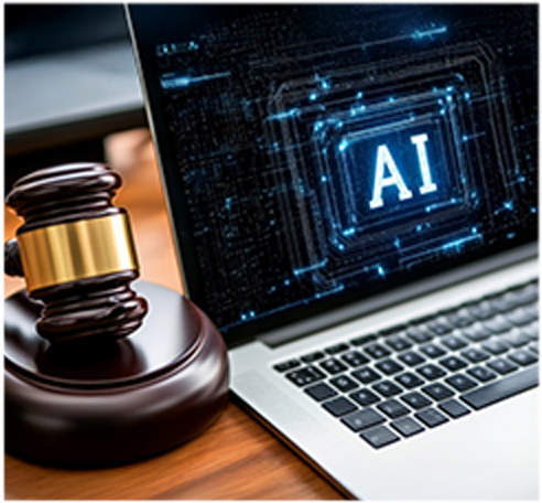 Judge gavel beside laptop with AI text showing rise of AI-driven ADA website lawsuits against small businesses