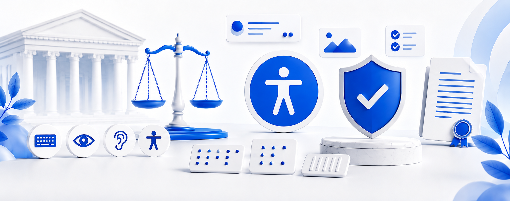 Legal accessibility compliance and data protection represented through justice security and inclusion