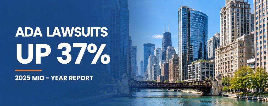 City skyline showing increase in ADA lawsuits for 2025 mid year report