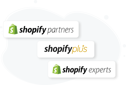 Image with Shopify partners, Shopify Plus and Shopify experts logos.